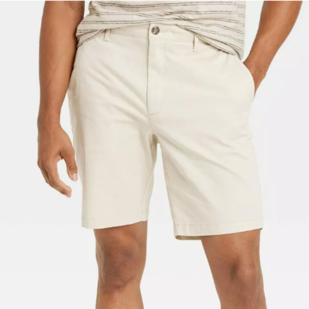 Goodfellow & Co. The Every Wear 9" Flat Front Mid-Rise Chino Short Cream/Ivory